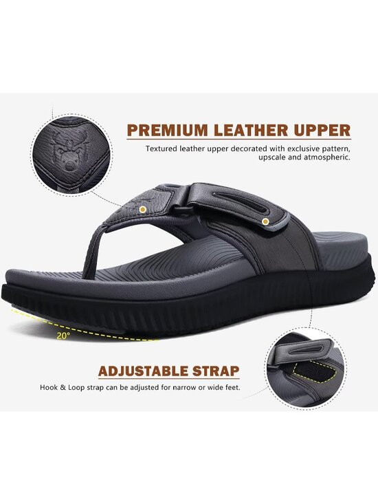 Men\'s Grey Adjustable Thick Athletic Cushion Orthotic Flip Flops Sandal Shoes main image 4